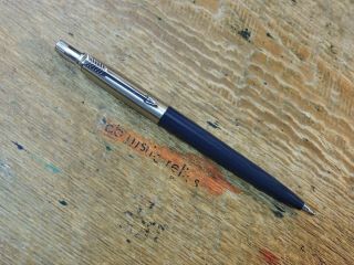 Old Vintage Navy Blue Brass Threads Parker Jotter Mechanical Pencil Pen Usa