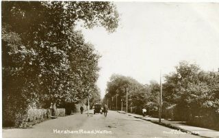 Walton On Thames - Hersham Road - Old Real Photo Postcard View