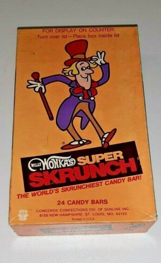 Very Rare Willy Wonka Skrunch Store Display Box 1970 
