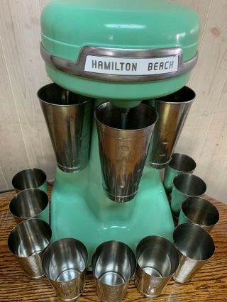 Vintage Jadeite Porcelain Hamilton Beach 40dm 3 Head Milk Shake Mixer 13 Cups