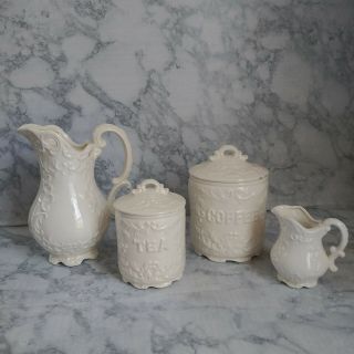 Vintage National Potteries Co.  Tea & Coffee Canister Set With Pitcher & Creamer