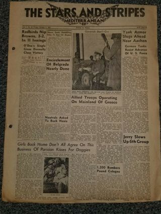 Wwii Stars And Stripes Newspaper Dated October 6,  1944 1,  200 Bombers