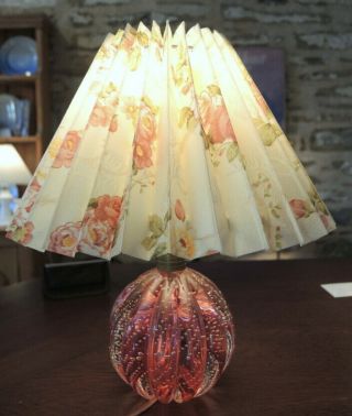 Pair Vintage Archimede Seguso Murano Art Glass Table Lamps with pleated shades 3