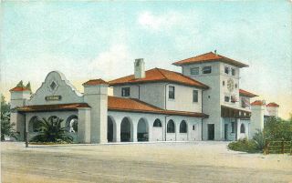 Fresno,  California - Santa Fe Railroad Depot - Old Postcard View
