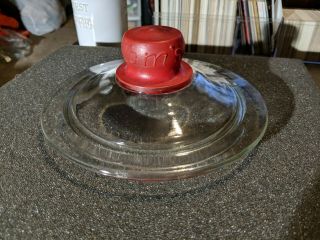 Vintage Tom’s Peanut Jar Glass Lid Only With Red Knob Top 7” Inches Wide