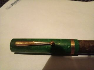 Vintage 1920s Sheaffer Flat Top Jade Tu - Tone Fountain Pen Gold Nib 3