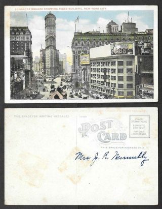 Old Postcard - York City - Longacre Square And Times Building
