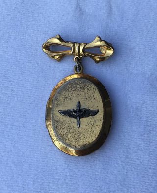 Wwii Army Air Corps Wings Sweetheart Locket Lapel Pin.  Sterling W/ Gold Wash.