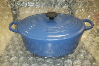 Le Creuset Colbolt Blue Cast Iron Dutch Oven Oval 25 3.  5 Quart Made In France
