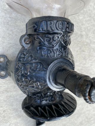 Antique Arcade Crystal Coffee Grinder Mill Cast Iron 3
