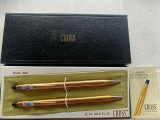Vintage Cross 12kt.  G.  F.  Ball Point Pen - Pencil Set 6601 - Ac/gm/delco Logo -