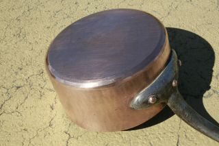 Heavy Vintage Hammered Copper Saucepan Tin Lined 7.  5inch 5.  1lbs 2mm