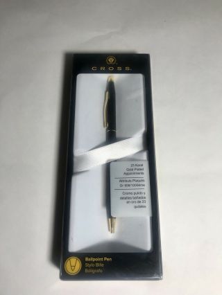 Cross Black Classic Century Ballpoint Pen.  23 Karat Gold Plated Appointments.