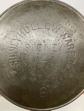 Rare Sidney Hollow Ware Co 6 Cast Iron Skillet