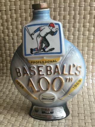 Jim Beam Baseball Anniversary Decanter 100 Years 1869 - 1969