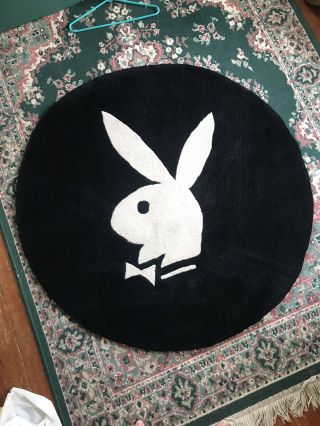 48 Inch Vintage Playboy Bunny Round Black And White Rug
