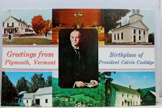 President Calvin Coolidge Birthplace Plymouth Vermont Vt Greetings Postcard Old