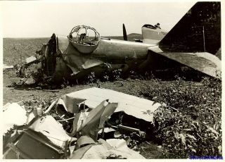 Bargain Large Photo: Red Star Down Shot Down Russian Il - 4 Bomber In Field