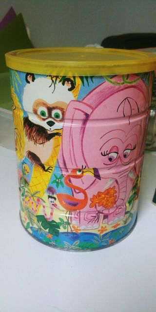Vintage Folgers Coffee Zoo/jungle Coffee Can Tin W/lid Great Shape,  Adorable