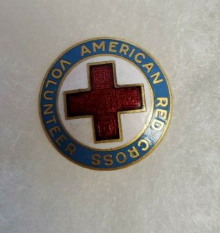 Real 100 Ww2 Us American Red Cross Volunteer Pin,  Medium Blue