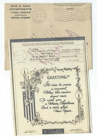 WWII Illustrated VMAIL letter RETURNED TO SENDER Christmas APO 502 Australia 2