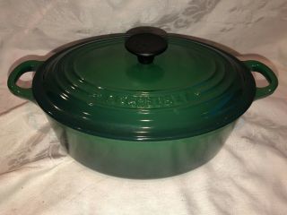 Vintage Le Creuset Green 23 Oval Dutch Pot Oven Exc