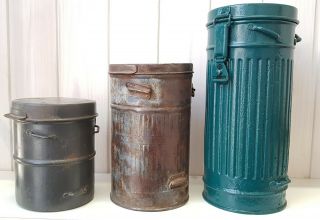 Ww2 Relik German Gas Mask Canister Wehrmacht,  Bonus 2 Gas Canister