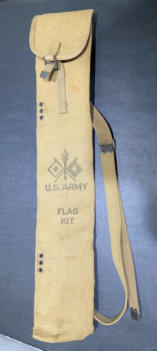 Vintage Wwii Us Army Signal Corps Canvas Case Flag Kit No Flags (un - Issued)