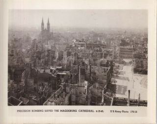 Wwii Us Army Photo Cathedral Spared Bombed Ruins Magdeburg Germany 60