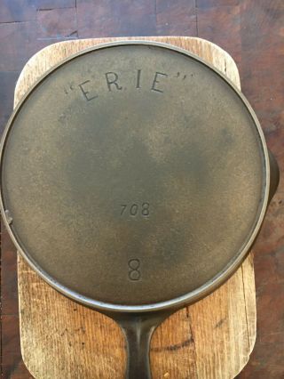 Erie No.  8 Cast Iron Skillet With Heat Ring Pre Griswold P/n 708