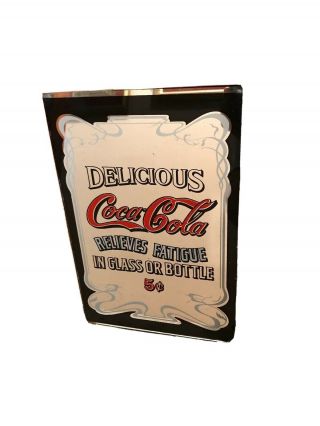 Vintage Coca Cola Glass Mirror Bar Decor Sign Picture 8”x12” Man Cave W/o Frame