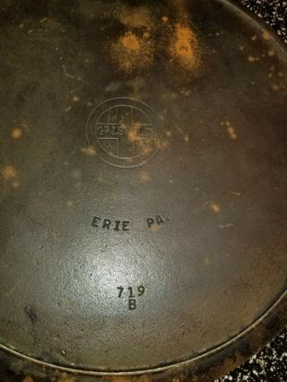 The Vintage Griswold No.  12 Cast Iron Skillet 719 B Erie PA.  Small Logo 3