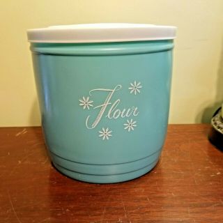 Stanley Vintage Atomic Flowers Turquoise Cannister Nesting Set 4 Plastic 1950s 3