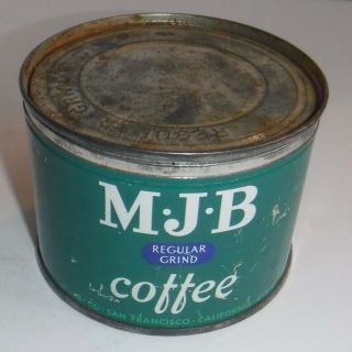Vintage Mjb Coffee Can 1 Pound Empty Regular Grind Tin W/lid San Francisco