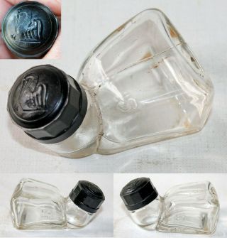 Vintage German Pelikan Gunther Wagner Glass Bottle Ink Pot 1960 