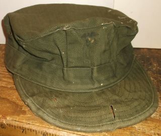 Vintage Salty Wwii Usmc Us Marine Corp 8 Point Hbt Cap Hat