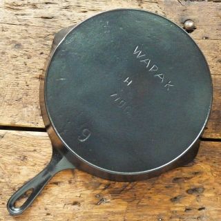 Antique Wapak Cast Iron Skillet Frying Pan 9 Erie Ghost - Ironspoon