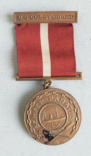 Old Us Coast Guard Medal,  Semper Paratus,  Fidelity,  Zeal,  Obedience
