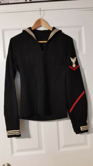 Us Navy Dress Blue Jumper With Rate Patch And Service Stripe