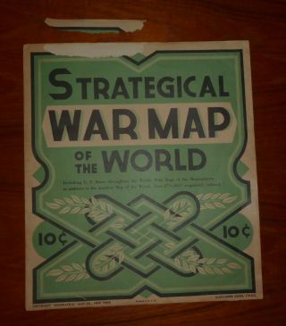 Vintage Strategical War Map of the World from Geographic Map Company 2