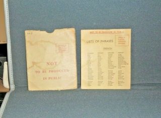 D—day Invasion - List Of Phrases,  Phrase Booklet - Issued