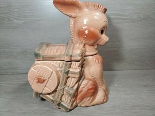 Vintage Brush Pottery Donkey With Cart Cookie Jar - 1950s (g