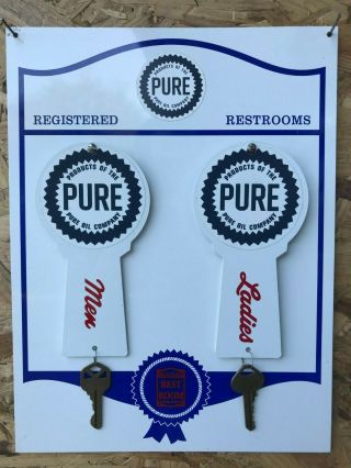 Pure Motor Oil Company Restroom & Key Return Sign -