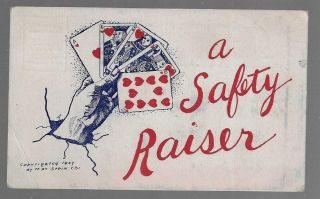 Old Comic Postcard 1907 A Safety Raiser Playing Cards Art By Max Stein Chicago