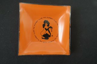 Vintage The Playboy Club Orange Glass Tip Tray Key Tray