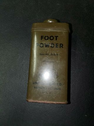 Wwii Us Army Foot Powder 3.  5 Ounce Can With Contents