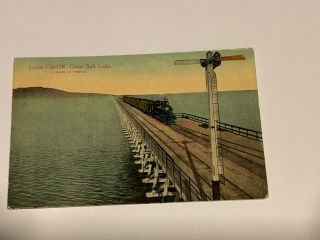 Old Railroad Trestle Bridge Great Salt Lake Lucin Cut Off Utah Postcard Ut Train