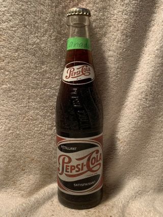 Full 10oz Pepsi - Cola Acl Soda Bottle From Canada