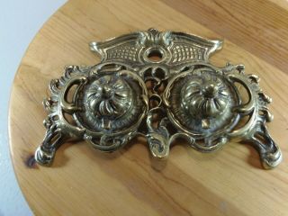 Vintage Solid Brass Inkwell Ornate Classical Double Inkstand Japan Scroll Work