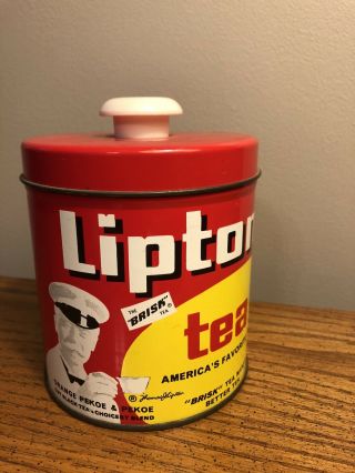 Vintage Lipton Tea Tin Canister 5.  5” Rockford Illinois Rare